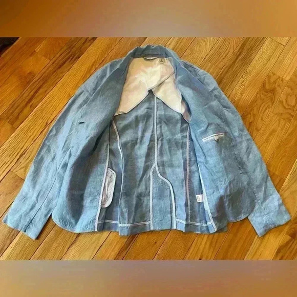 LL BEAN Women's Blue 100% Linen Jacket Blazer 3 Button 287688 Size M Reg NWOT - Picture 7 of 14